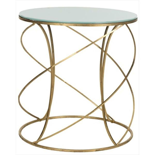 Safavieh Cagney Accent Table Gold And White Glass Top FOX2535A